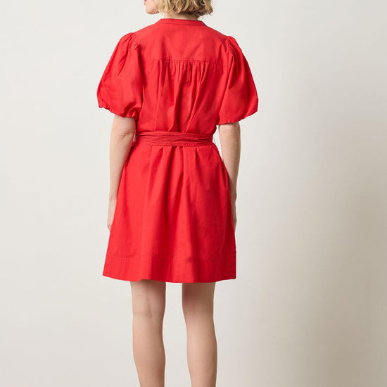 SHIRRED SLEEVE NECK DRESS