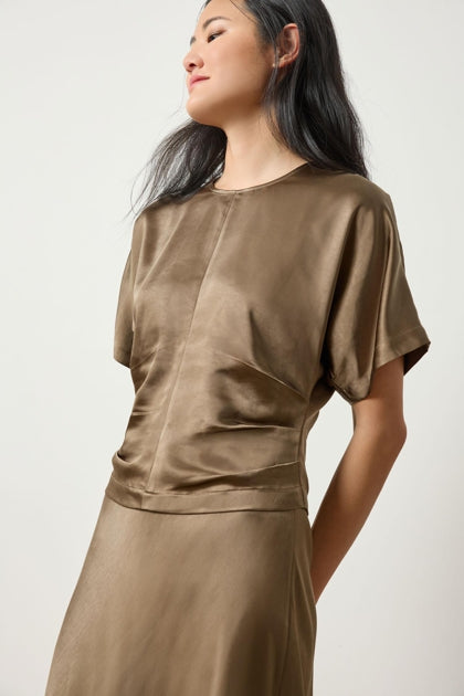 Satin Dolman Short Sleeve