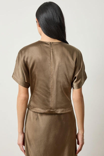 Satin Dolman Short Sleeve