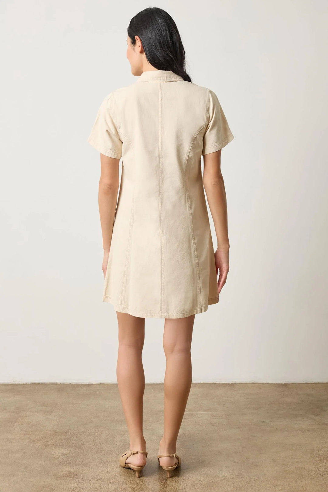 TWILL PANELED SHIRT DRESS