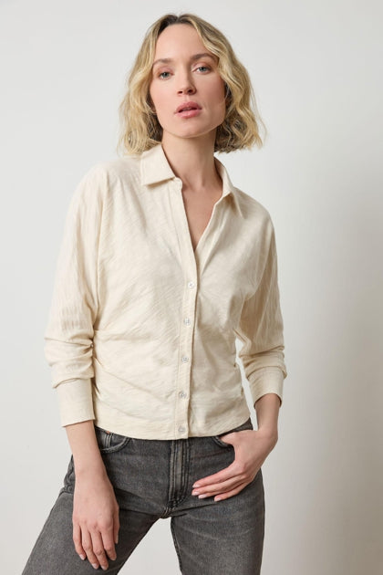 Side Pleat Button Down