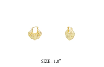 Puffy Pointed Shell Huggie 1" Earring