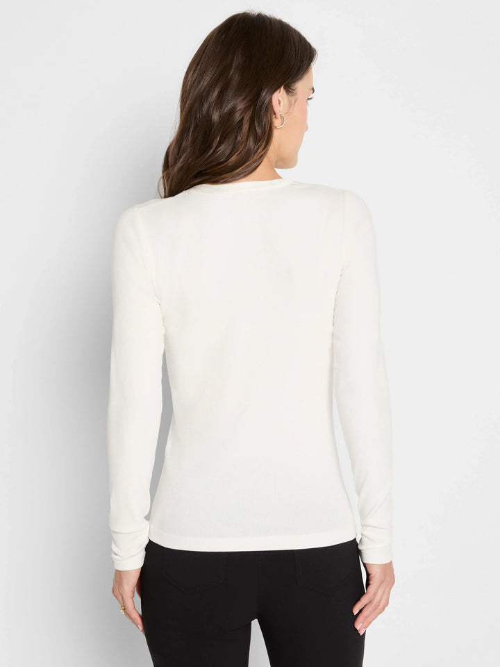 Trimmed Perfect Knit Rib V-Neck Top