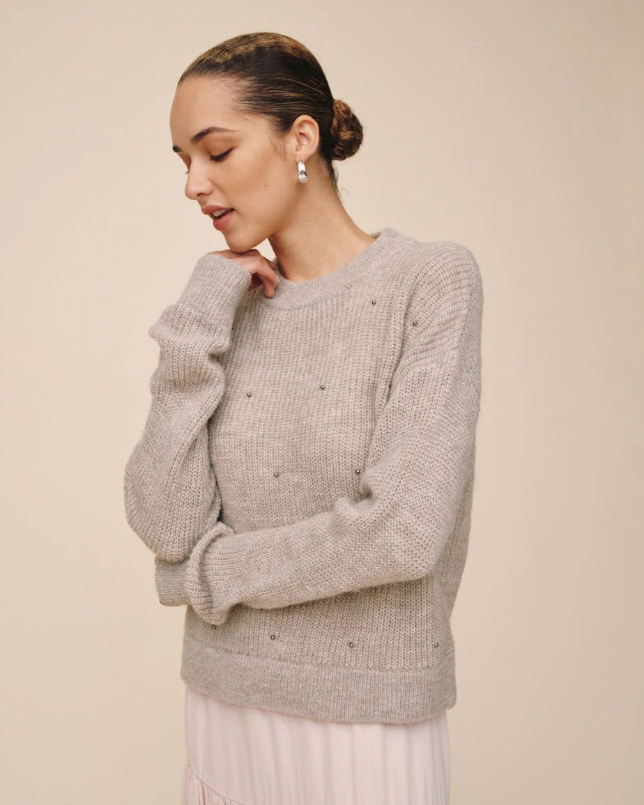 Beaded Crew Neck Sweater