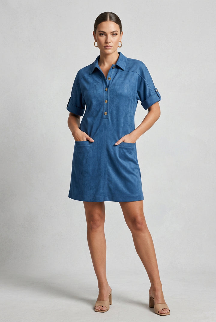 PLACKET WELT POCKET DRESS