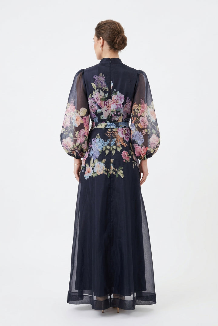 STAND COLLAR A-LINE 50" DRESS