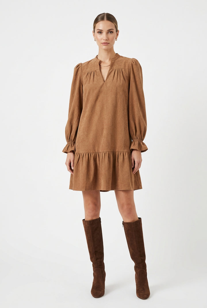 COLLAR FLOUNCED DRESS