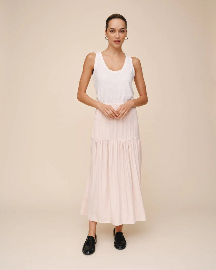 Dropped Waist Ruffle Maxi Skirt