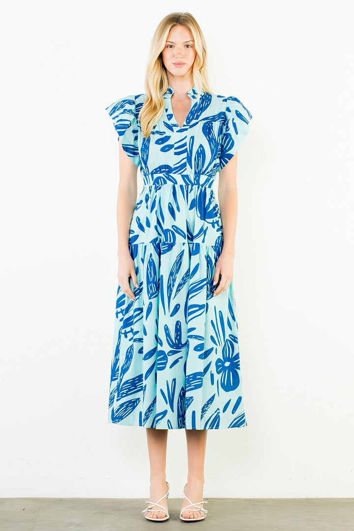 LEAF PRINT SHORT DRESS