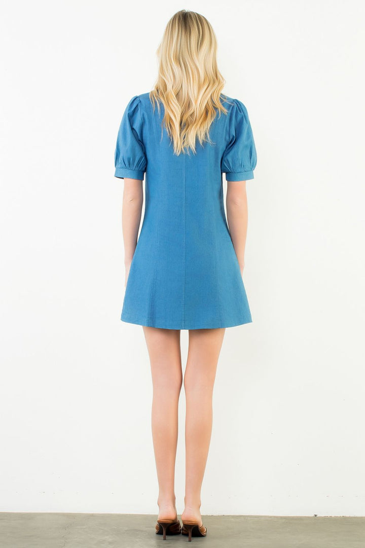 Short Sleeve Denim Button Up Dress