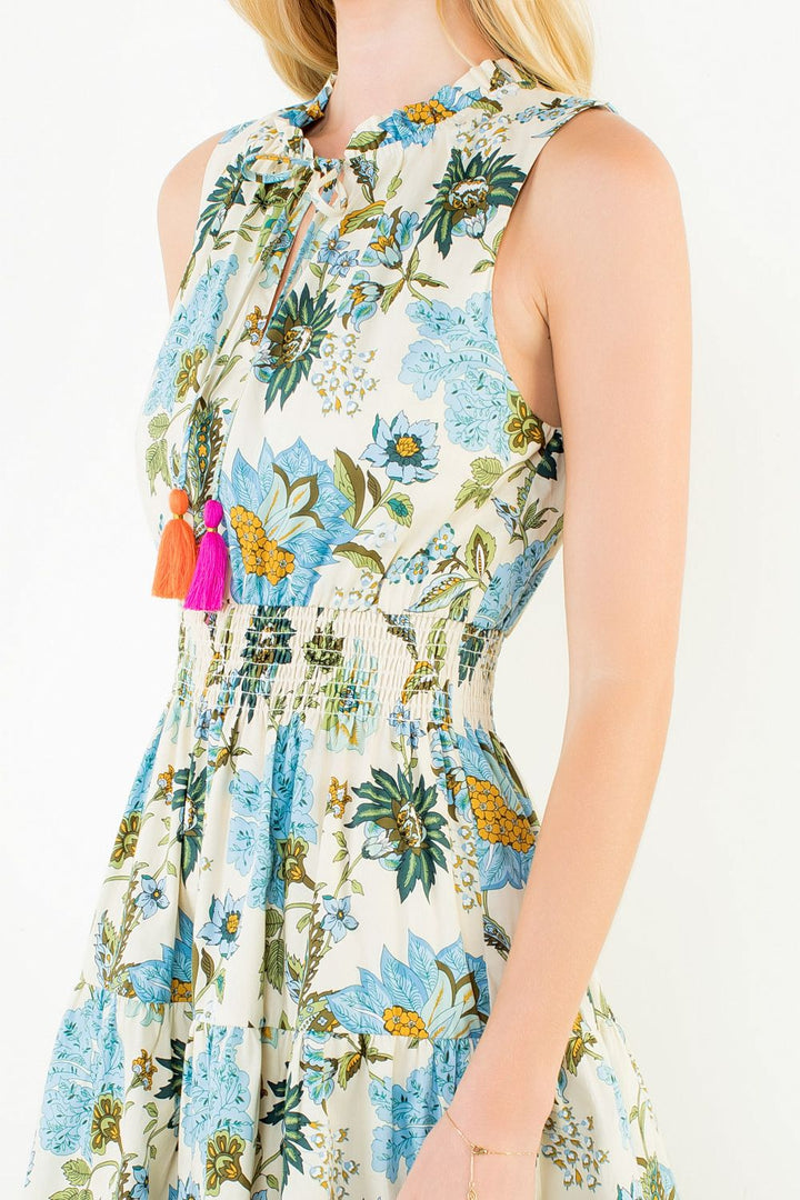 SLEEVELESS FLORAL PATTERN DRESS