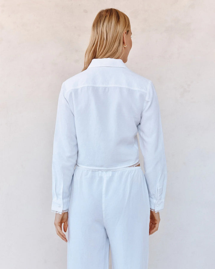 Long Sleeve Cropped Shirt with Trim