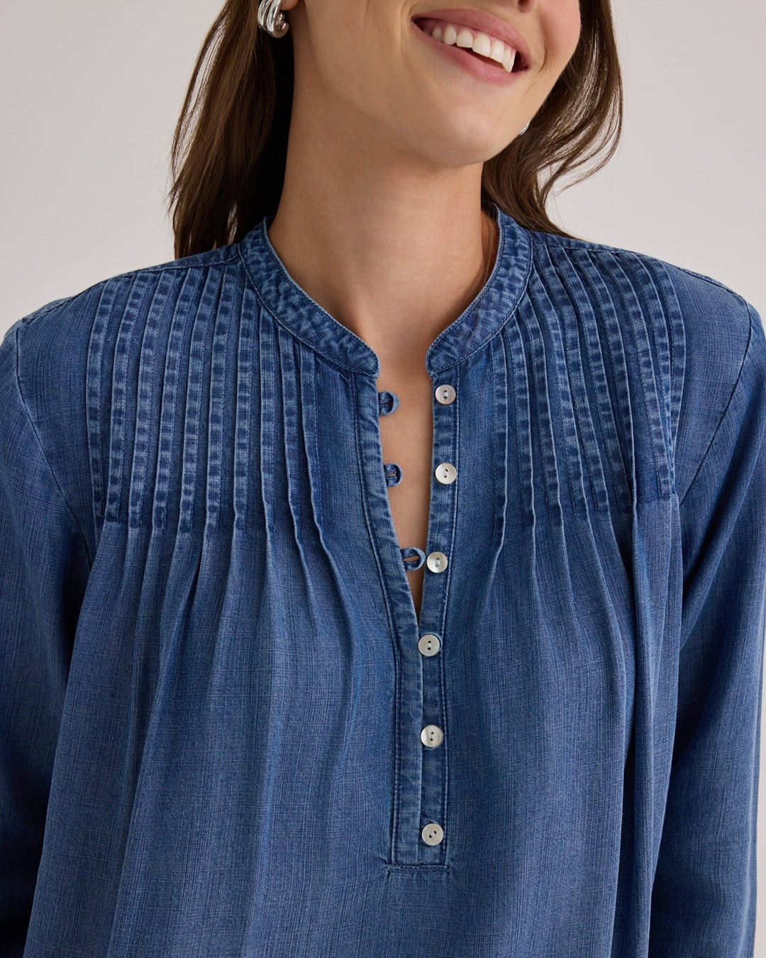 Long Sleeve Pintuck Pullover