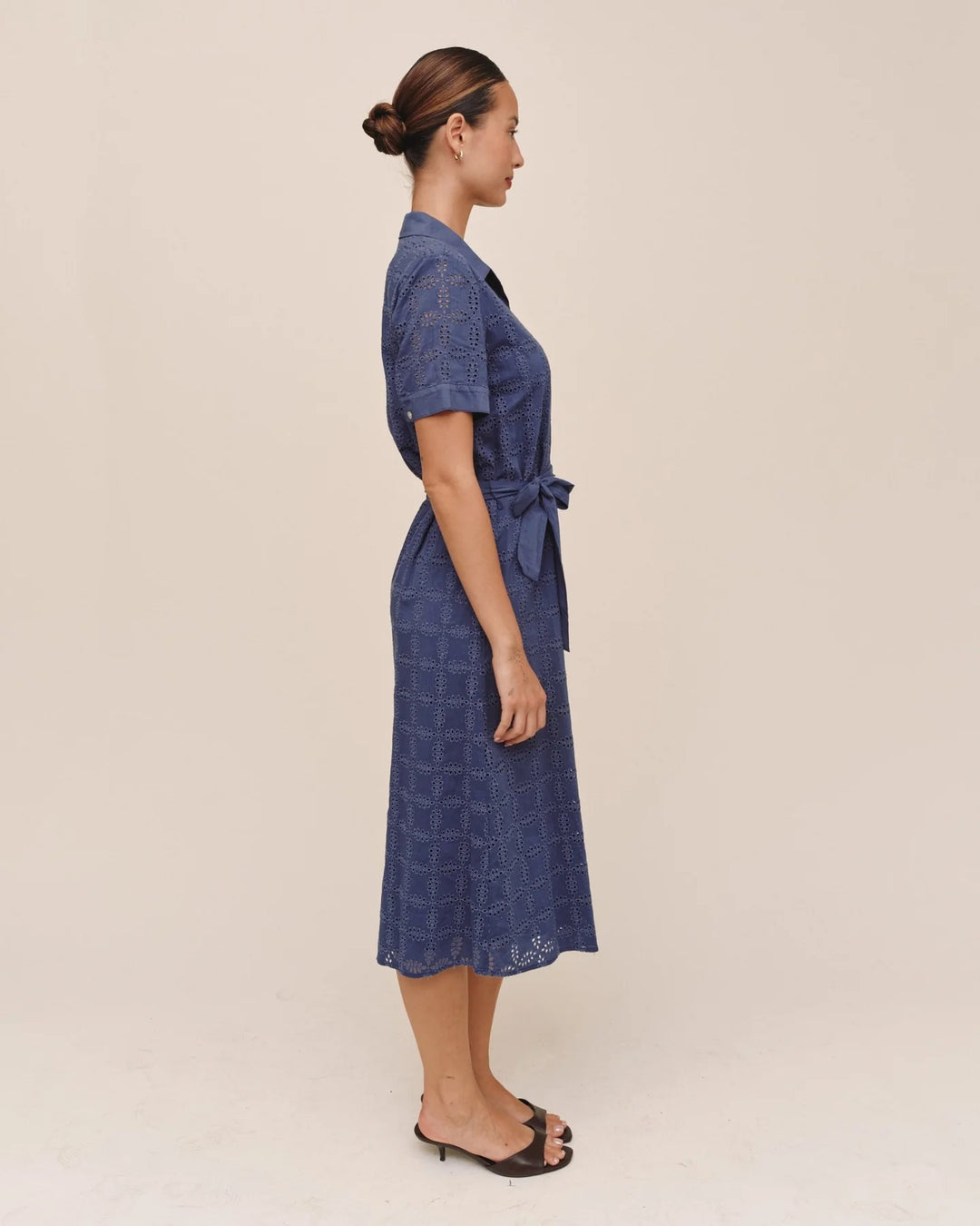 SHORT SLEEVE MIDI SHIRT DRESS