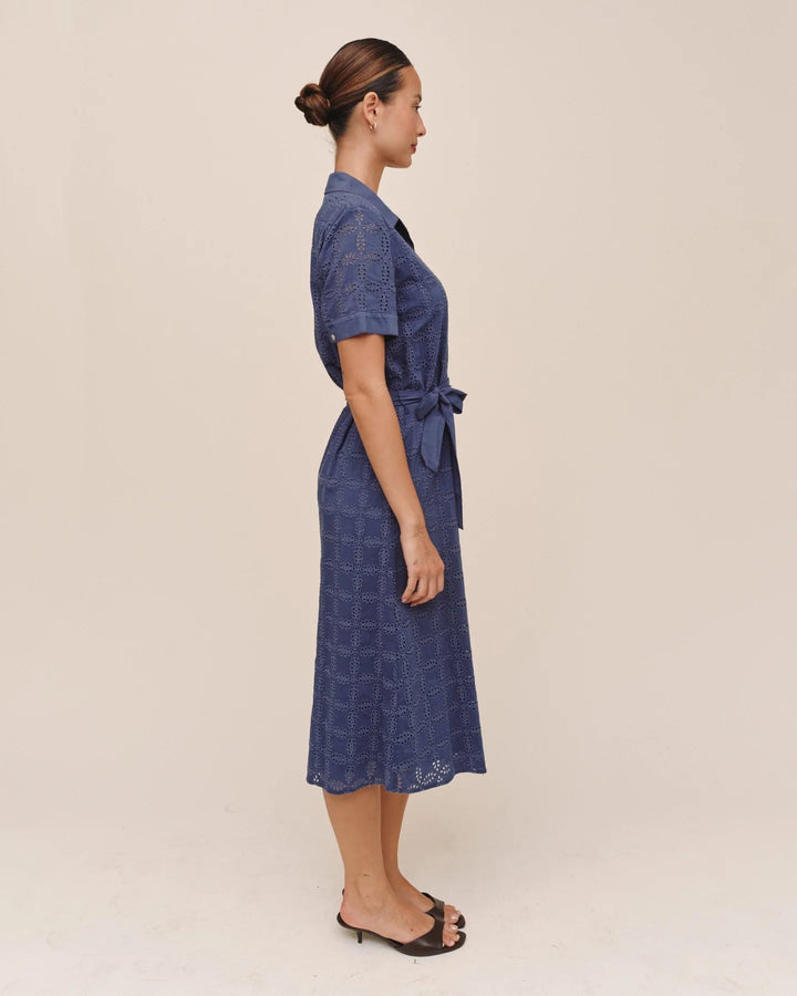 SHORT SLEEVE MIDI SHIRT DRESS