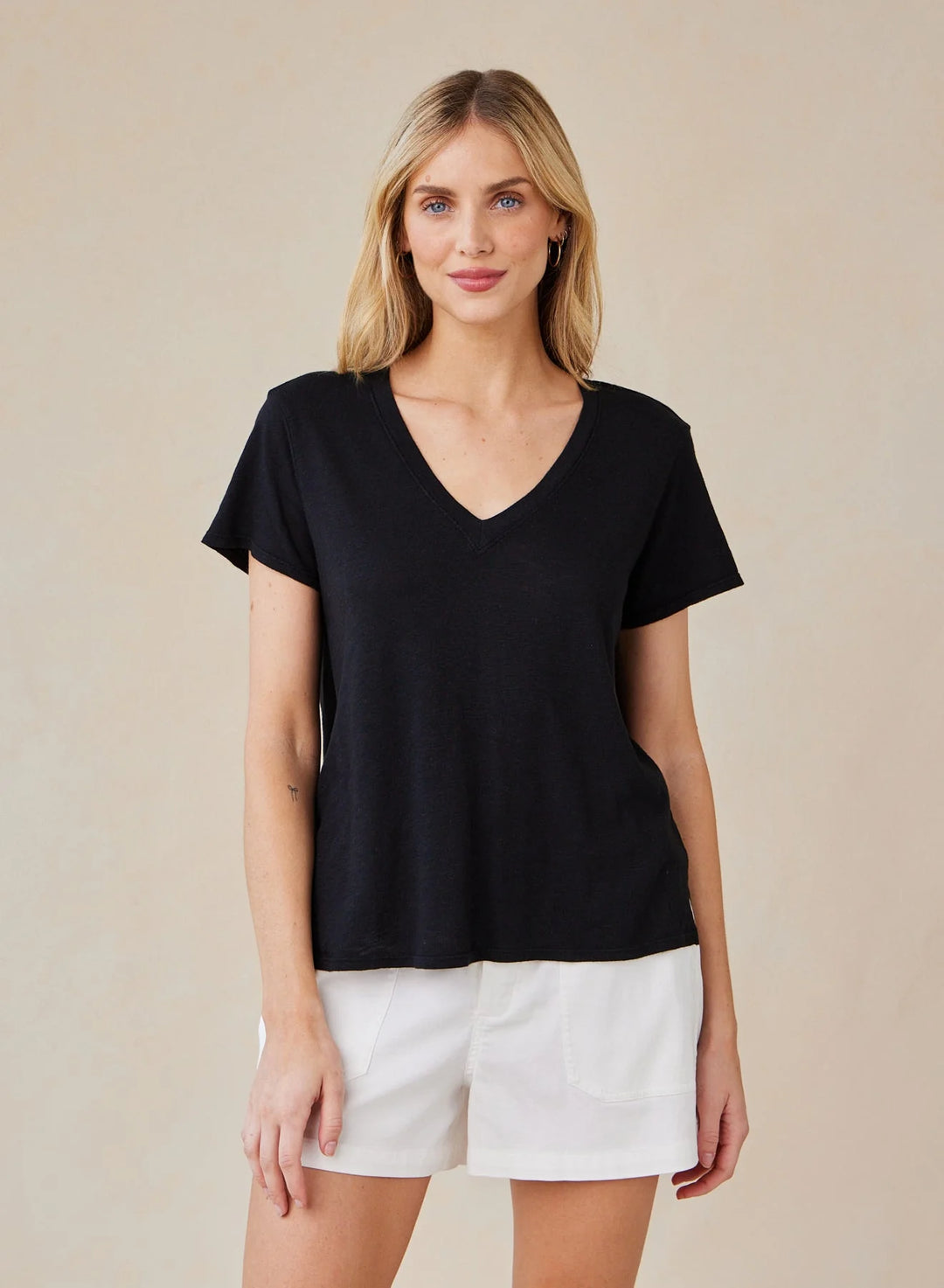 Side Slit V-Neck Tee