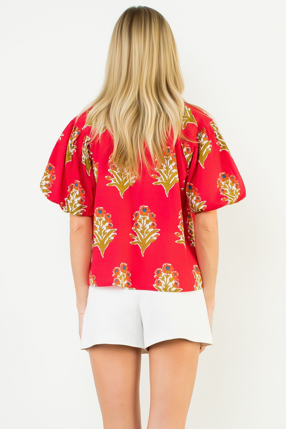 Puff Sleeve Floral Detail Top