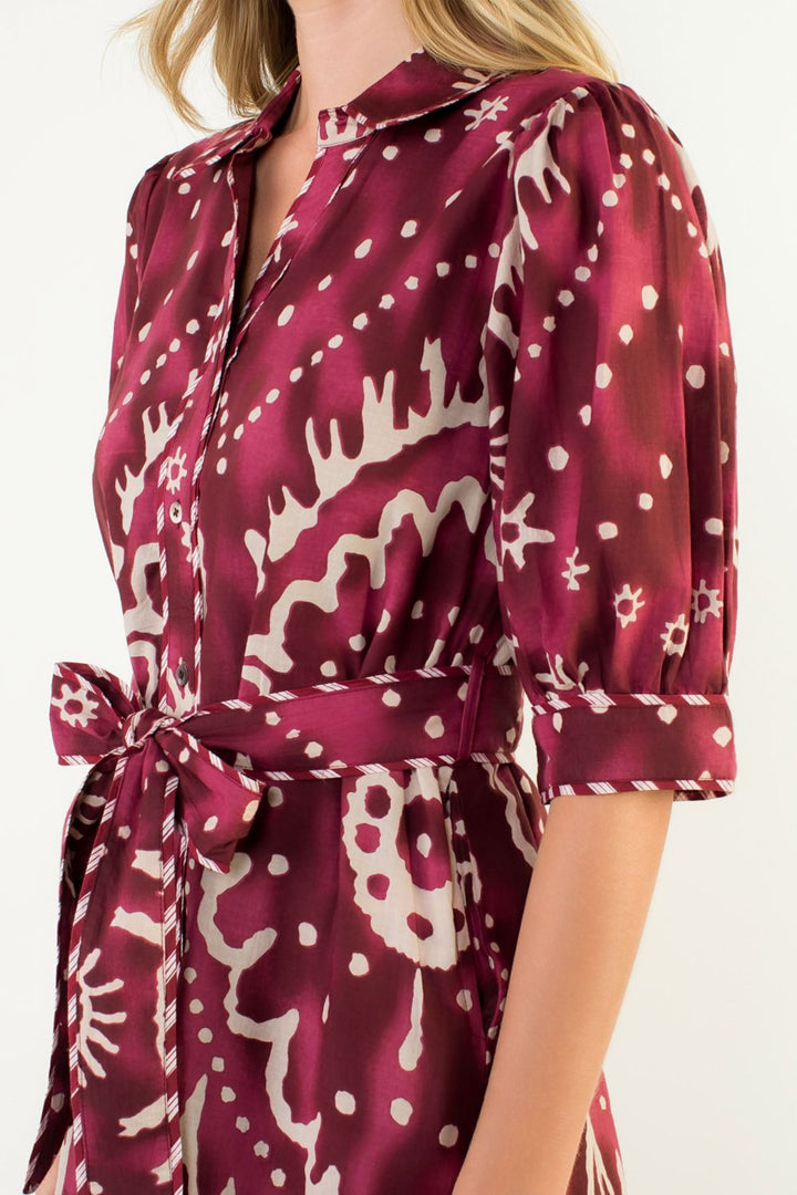 Long Sleeve Print Tiered Dress
