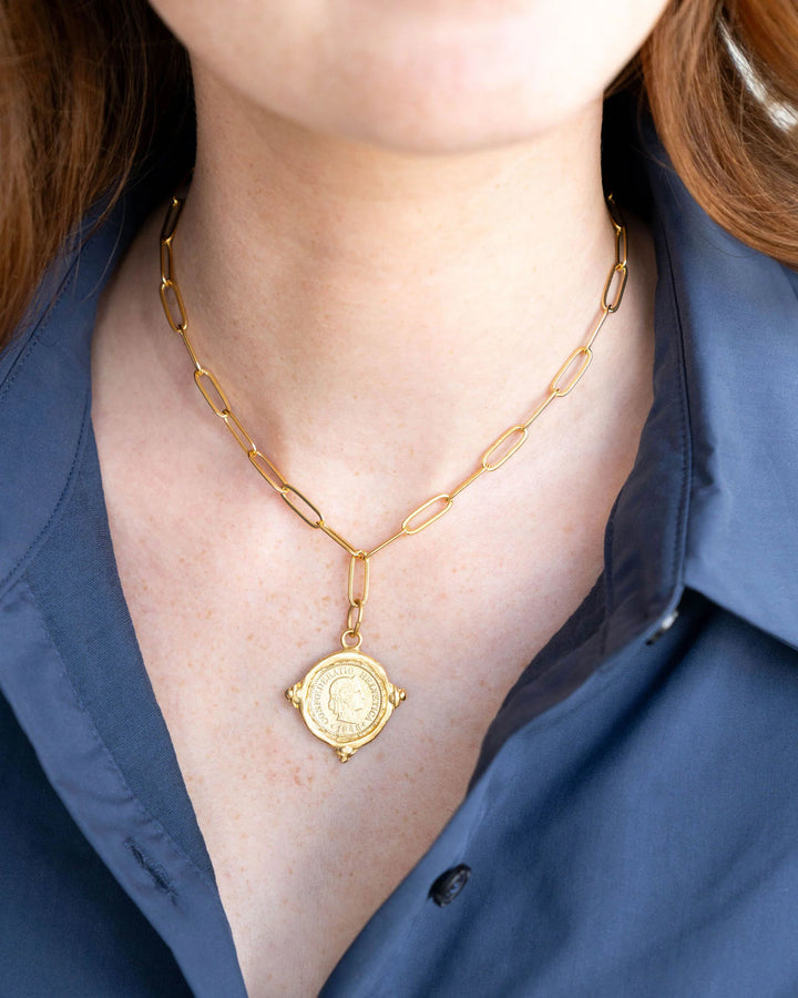 PAPERCLIP GOLD COIN NECKLACE