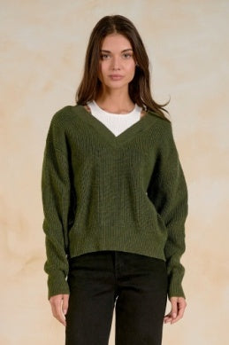 DEEP V-NECK WITH FAUX TANK SWEATER
