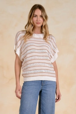 SHORT SLEEVE CREW NECK SWEATER
