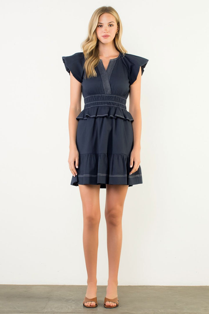 Short Sleeve V-neck Dress