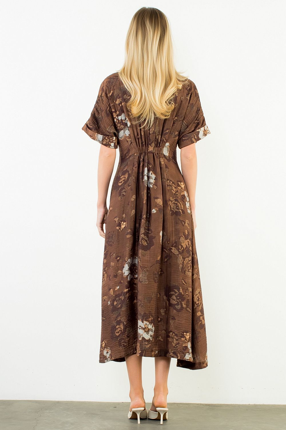 BUTTON UP LONG FLORAL DRESS