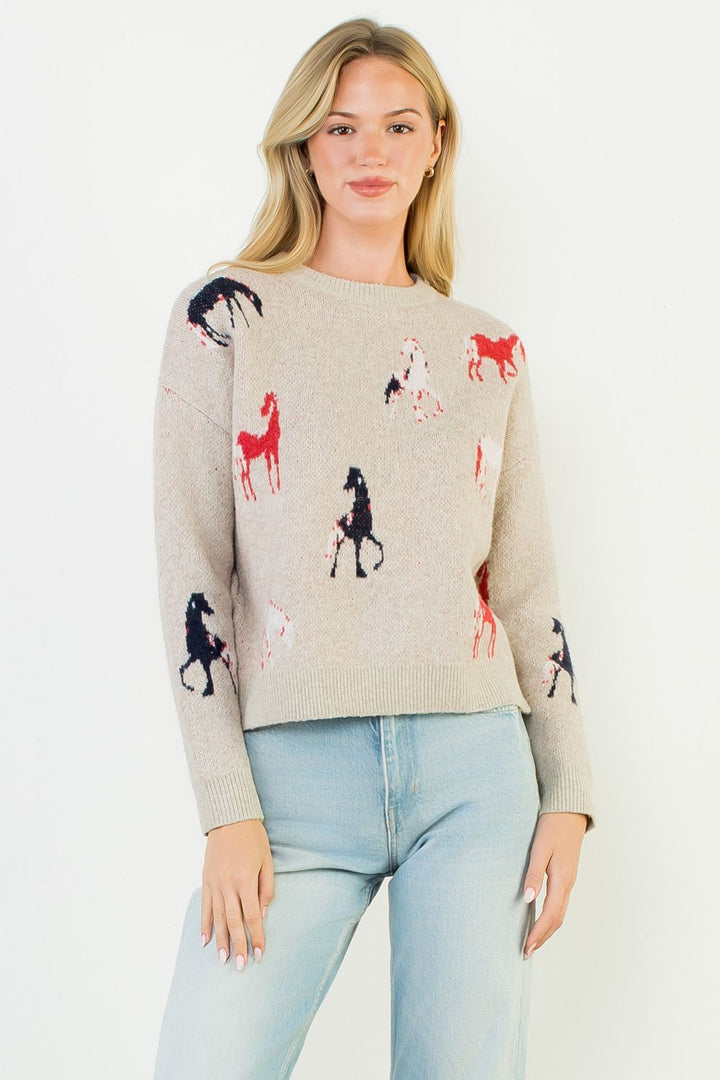 Horse Detail Knit Sweater