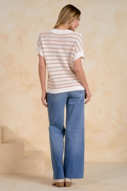 SHORT SLEEVE CREW NECK SWEATER
