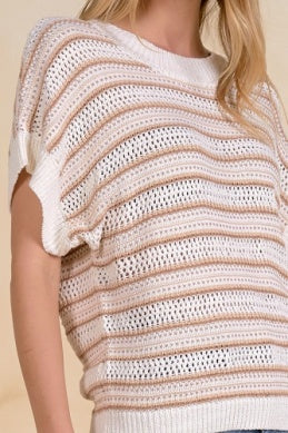 SHORT SLEEVE CREW NECK SWEATER