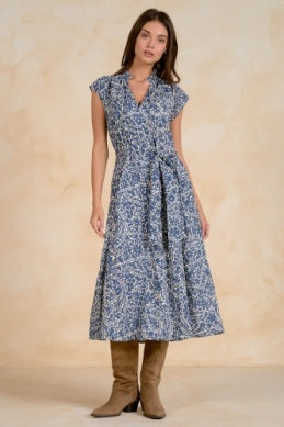 VNECK CAP SLEEVE MAXI DRESS