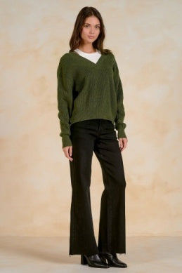 DEEP V-NECK WITH FAUX TANK SWEATER