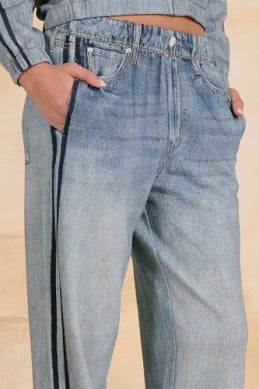 FAUX JEAN TRACK PANTS