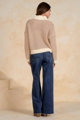 1/4 ZIP OPEN KNIT SWEATER