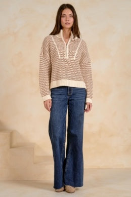 1/4 ZIP OPEN KNIT SWEATER