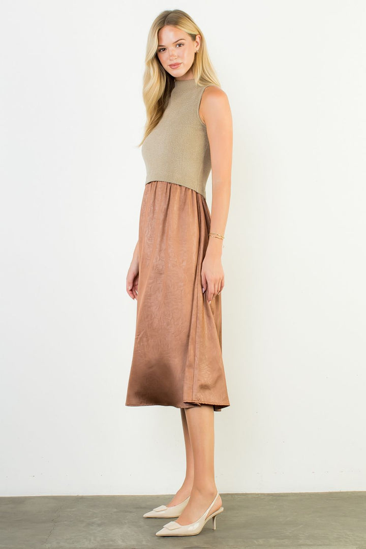 Sleeveless Mixed Media Maxi Dress