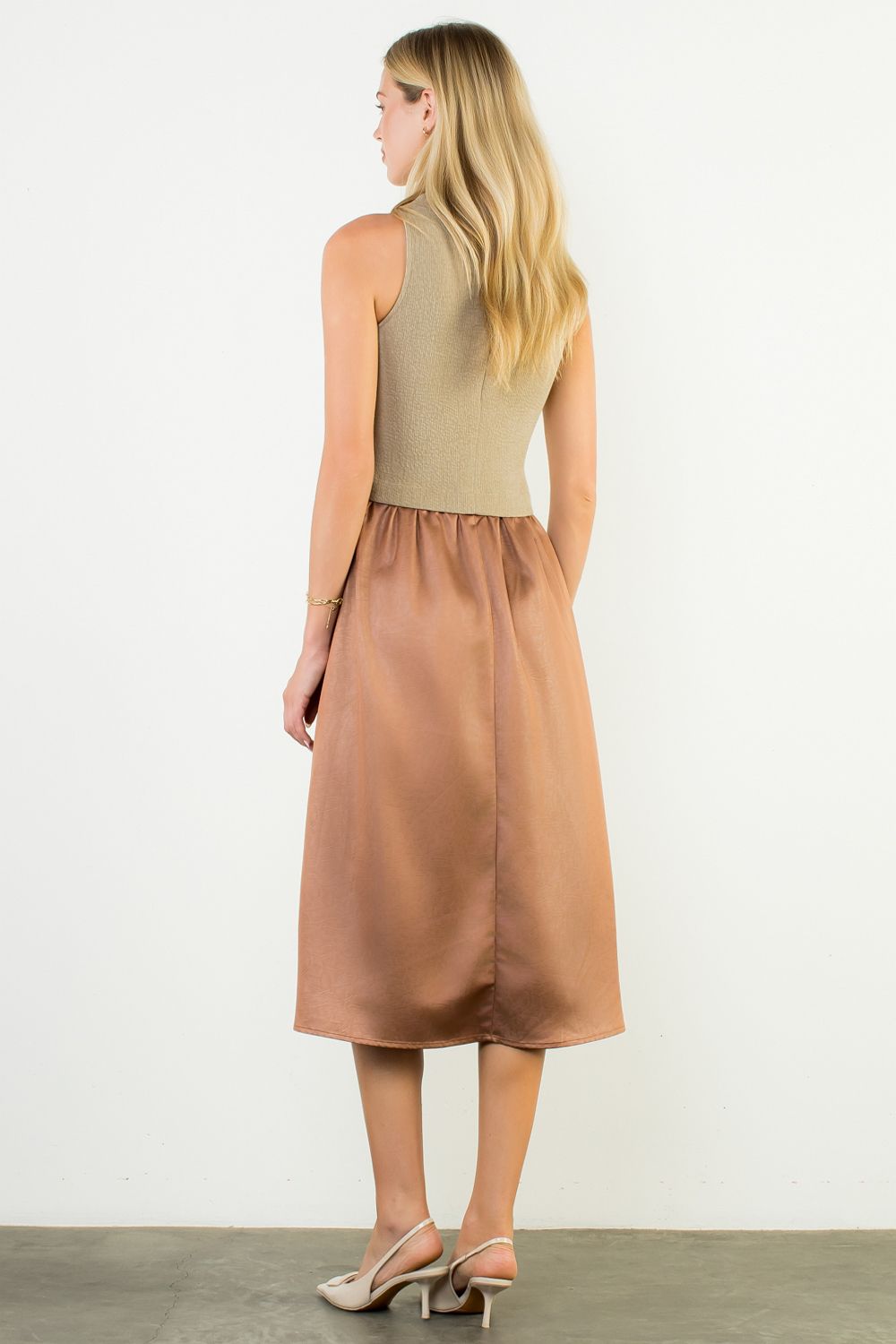 Sleeveless Mixed Media Maxi Dress
