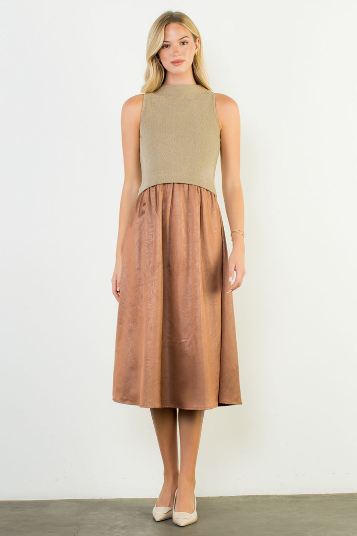 Sleeveless Mixed Media Maxi Dress