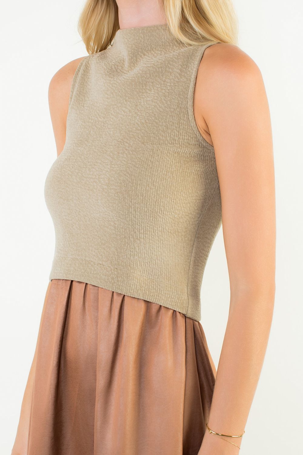 Sleeveless Mixed Media Maxi Dress