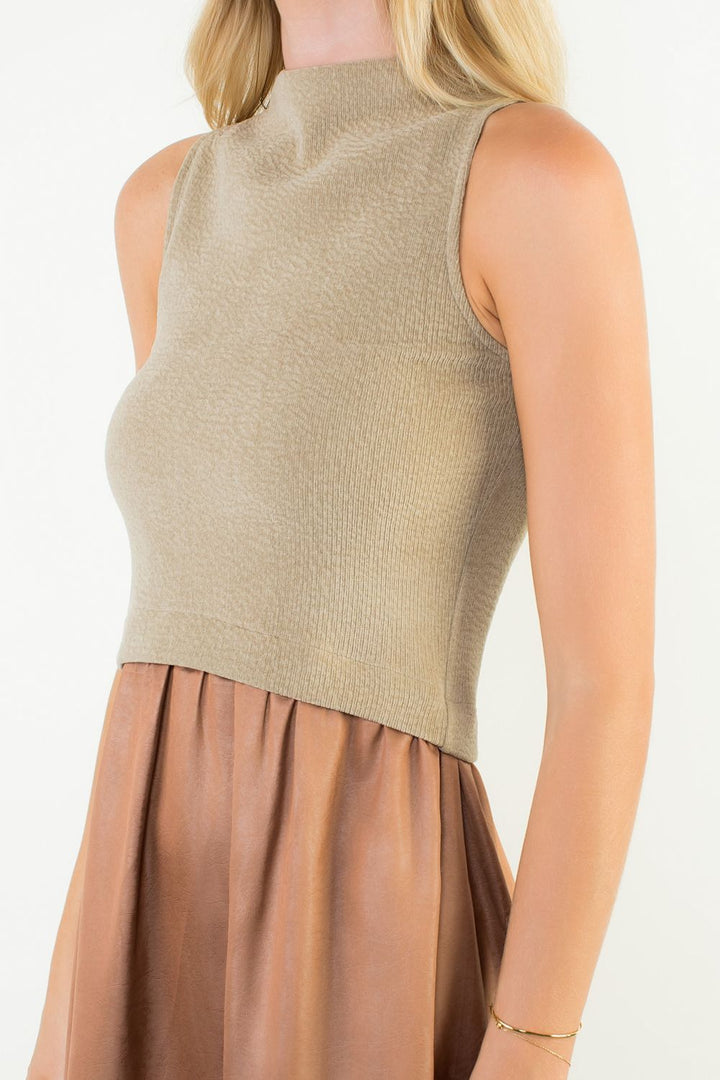 Sleeveless Mixed Media Maxi Dress