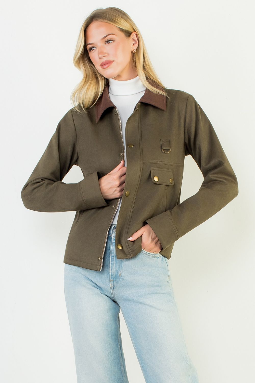 Mixed Media Suede Jacket