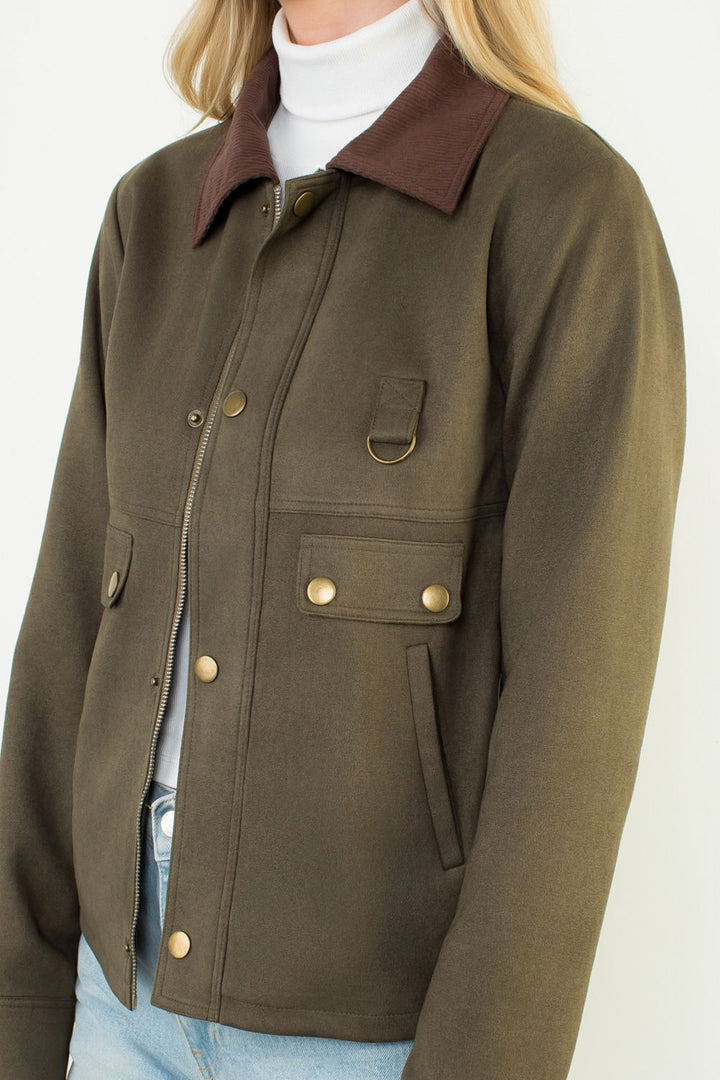 Mixed Media Suede Jacket