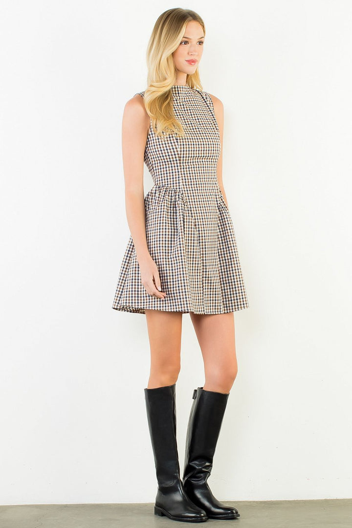 GINGHAM SHORT DRESS