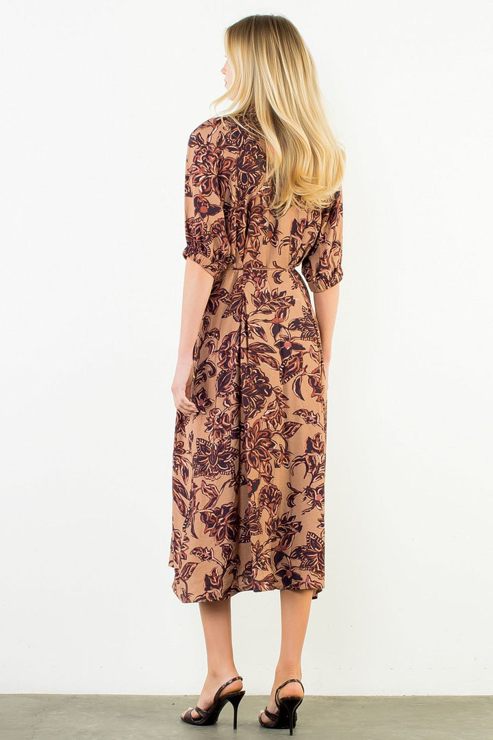 TIE WAIST FLOWER PRINT DRESS