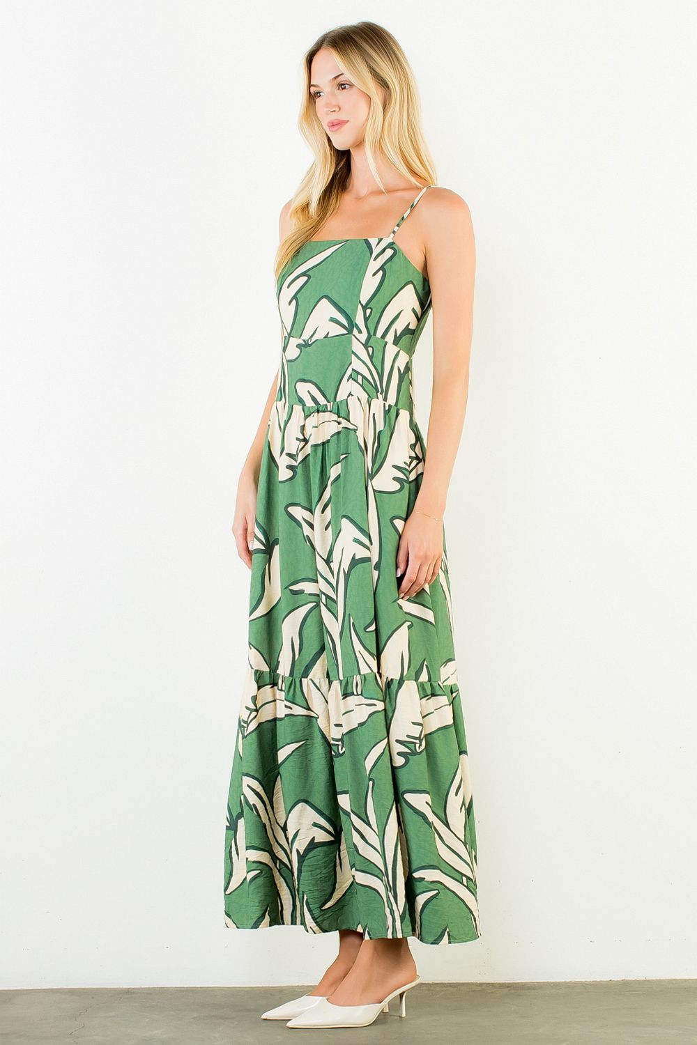 STRAP LEAF MAXI DRESS