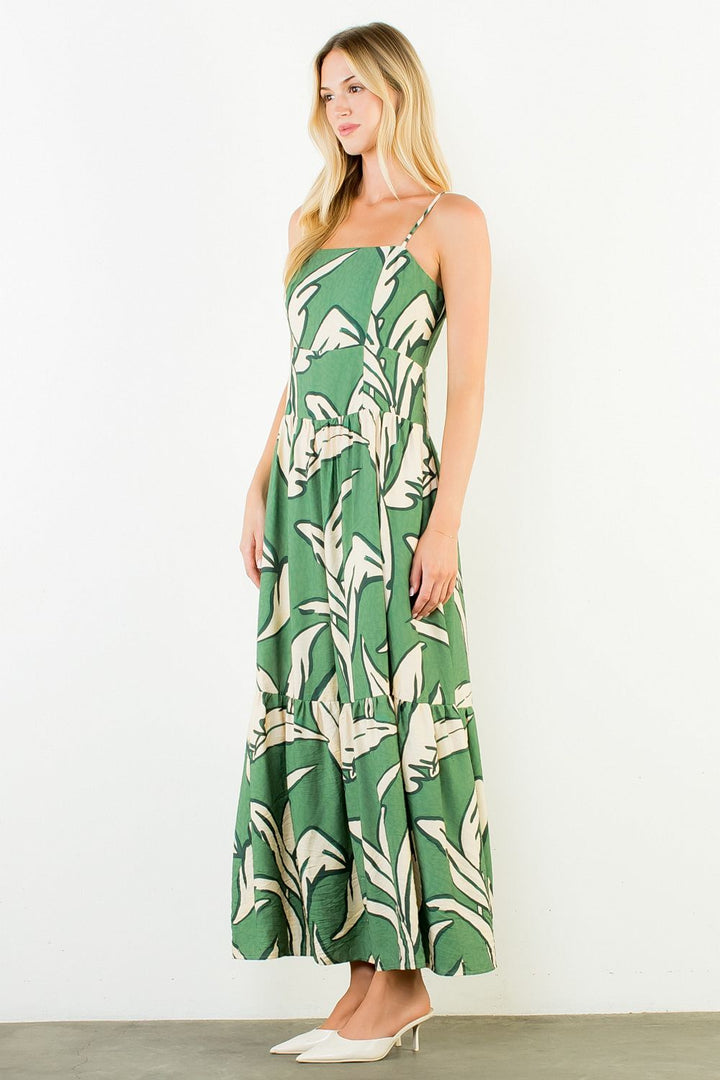 STRAP LEAF MAXI DRESS