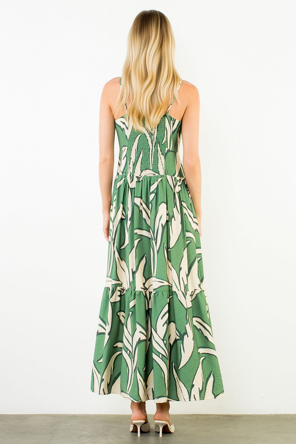 STRAP LEAF MAXI DRESS
