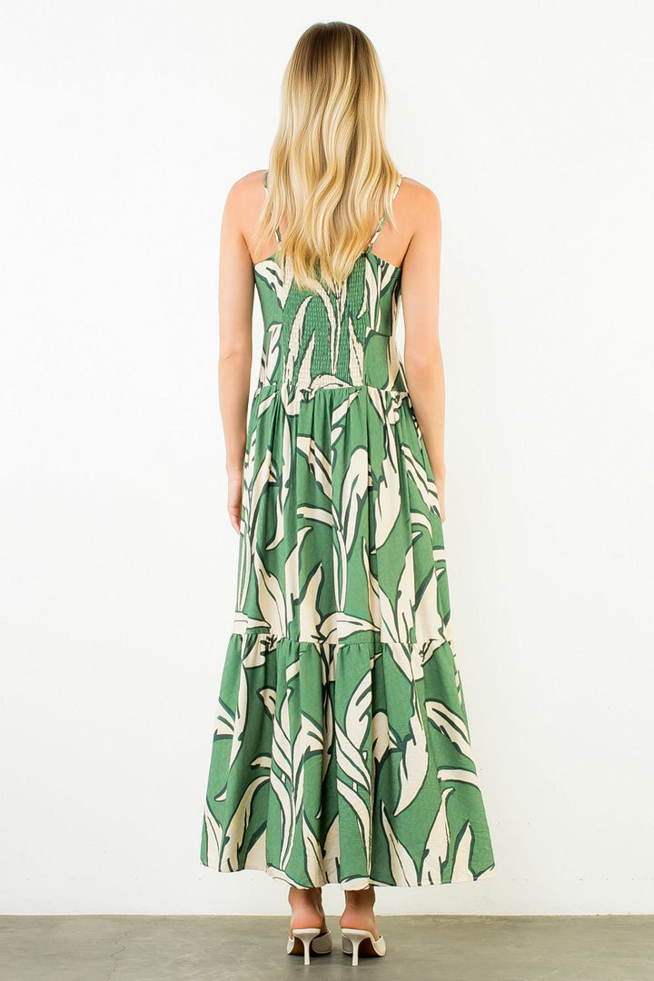 STRAP LEAF MAXI DRESS
