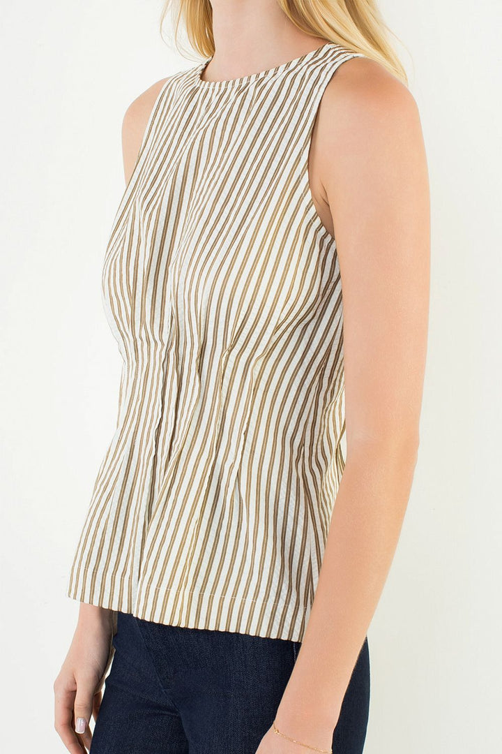 SLEEVELESS STRIPED TEXTURED TOP