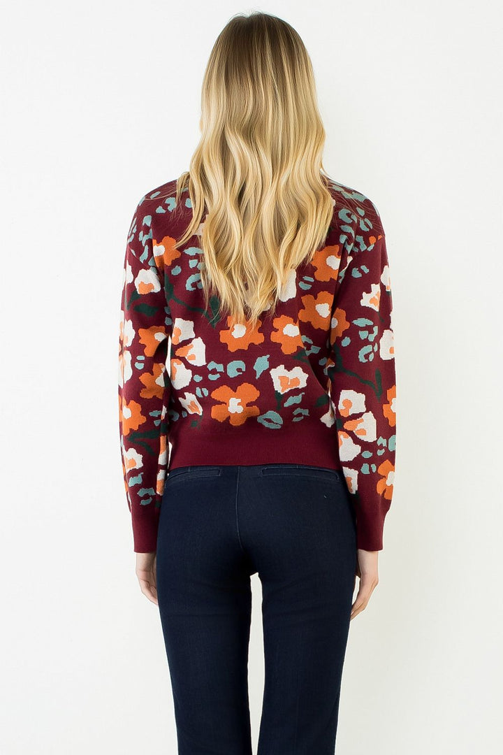 LONG SLEEVE FLORAL SWEATER TOP